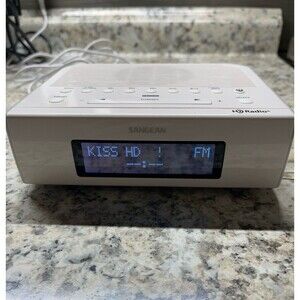 Sangean HDR-15 AM/FM Digital Tuning Clock Radio with USB Phone Charging White